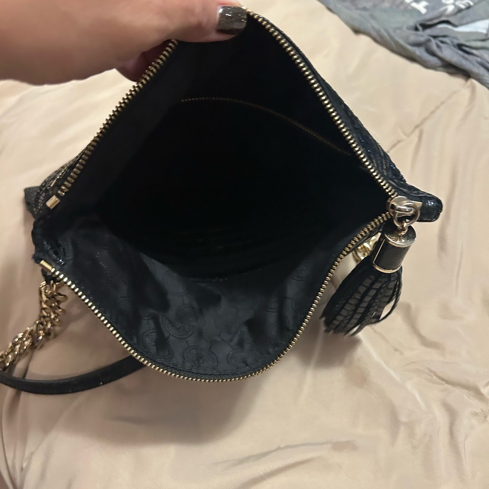 Michael Kors Black Snake-Embossed Crossbody Bag - Picture 3 of 3